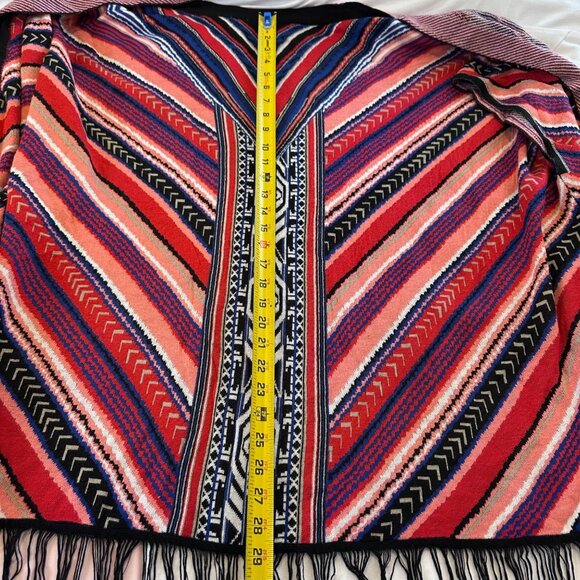 3X Southwest Fringe Cardigan Wrap Womens Boho Knit Open Front Shawl Cape Tribal - Picture 15 of 16